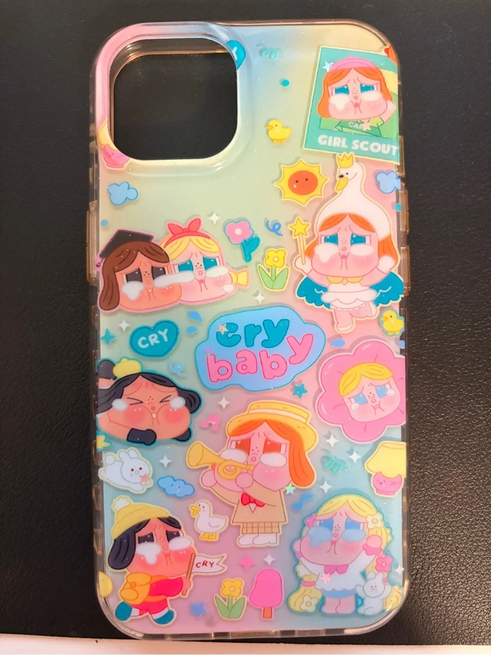 Cry Baby Pastel Cartoon Phone Case - Pink & Blue